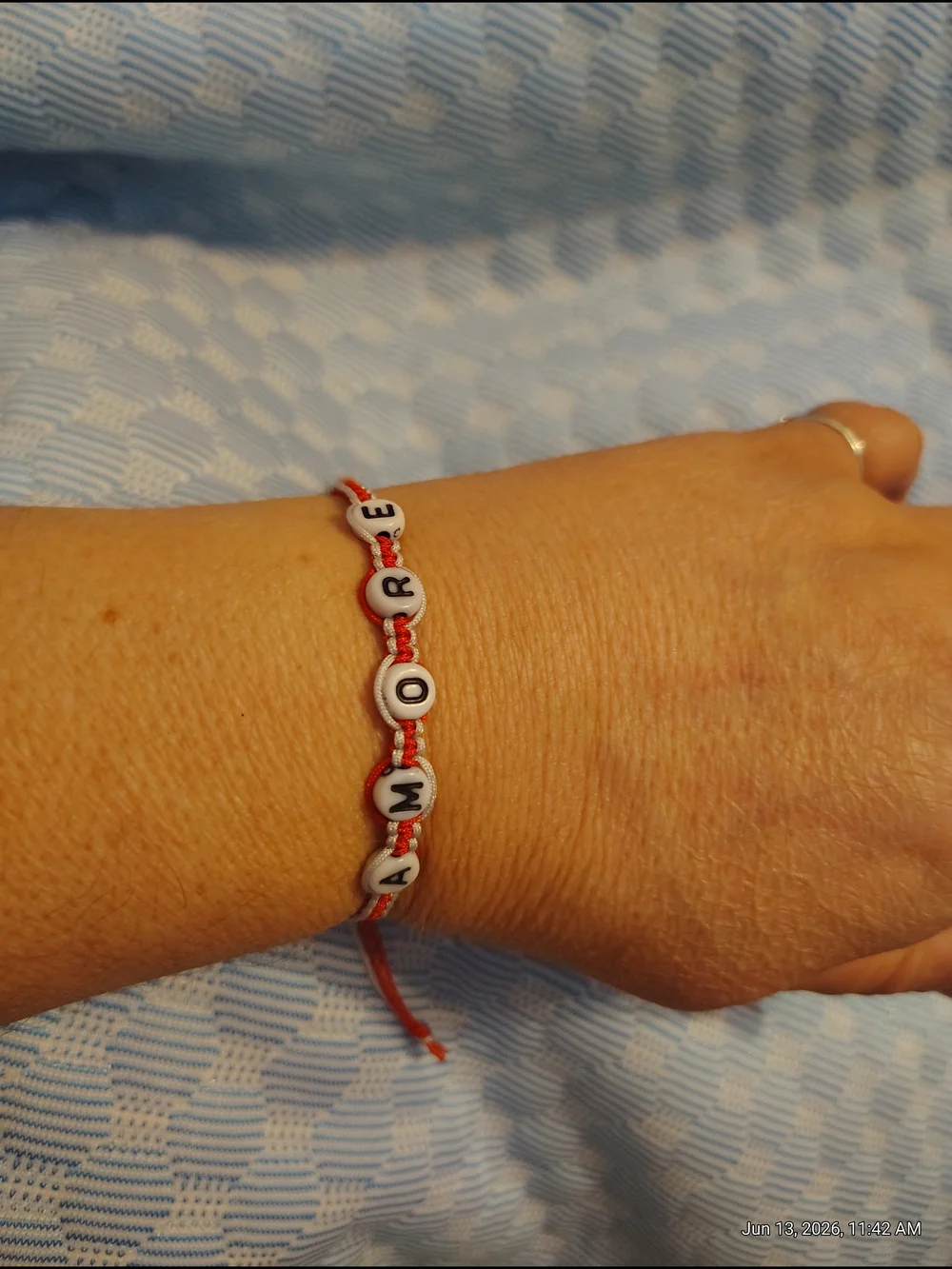 Handmade 'PEACE' and 'AMORE' Beaded Friendship Bracelets - Purple & Red